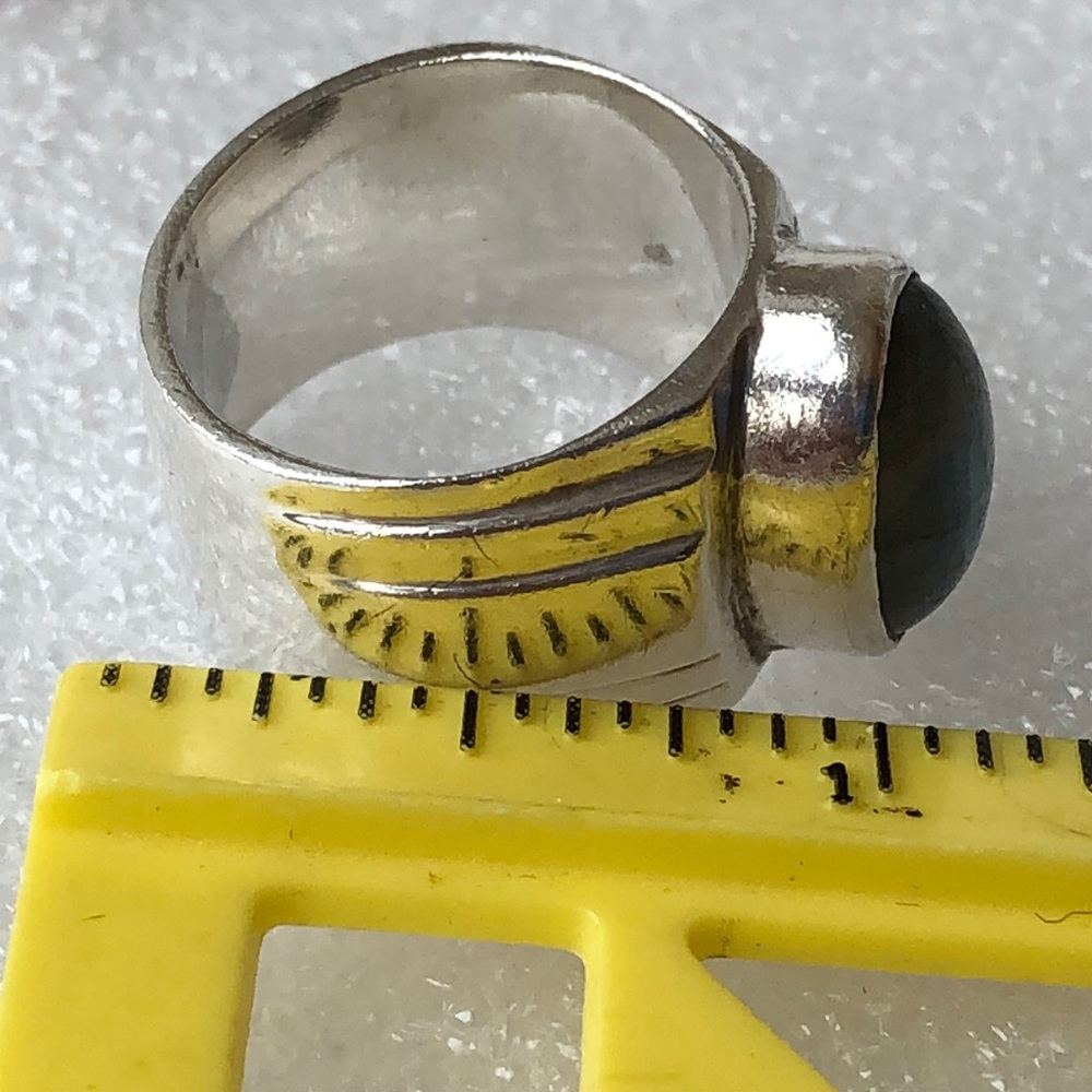 Solid Sterling Silver Labradorite Ring S 7.5 - image 3